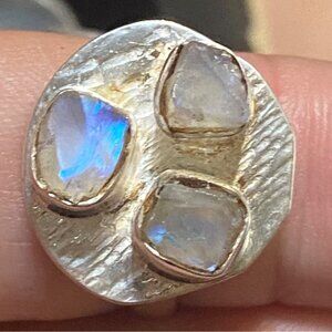 Ring Size 7 Moonstone Sterling Silver 925 Women Semi-Precious Stone